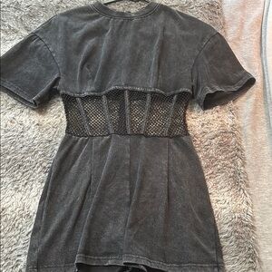 Black Mesh Waist T-Shirt Romper